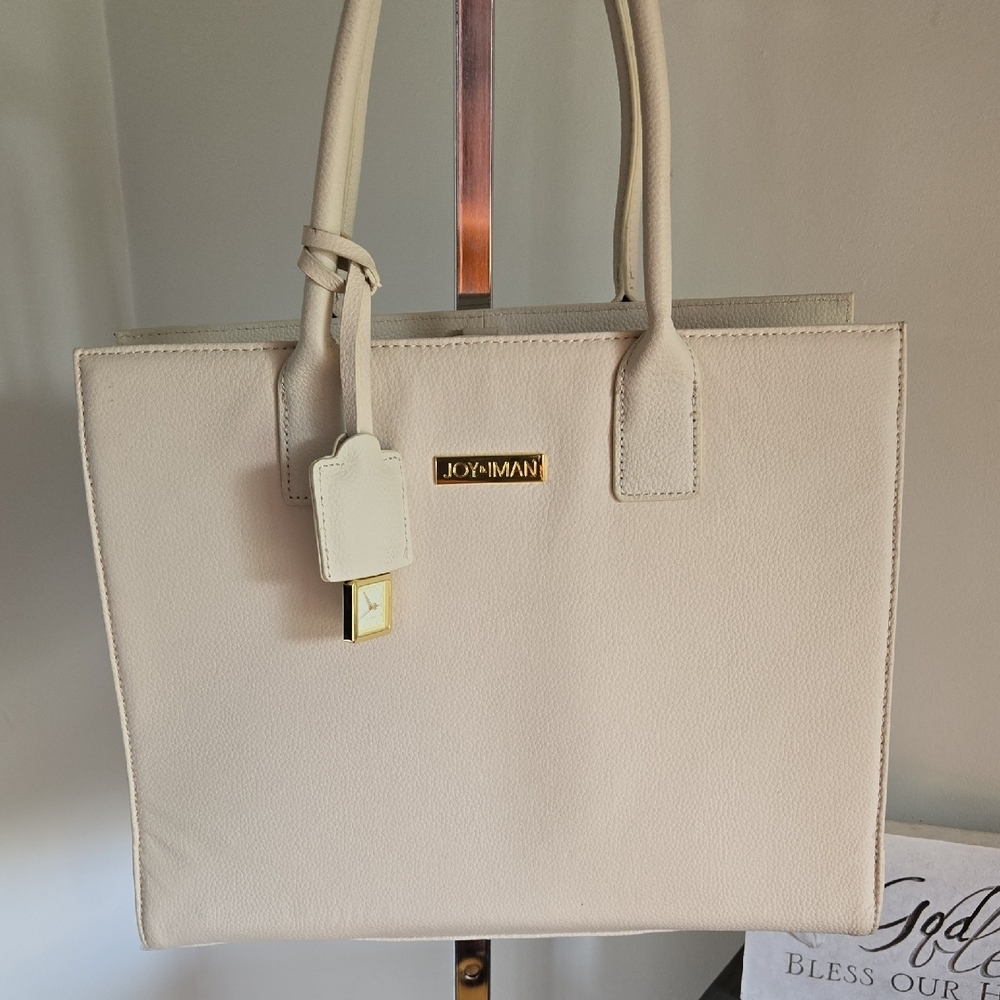 Joy & Iman Tote Bag Off White/Gold Hardware